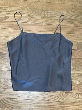 Alice + Olivia Classics Satin Gray Spaghetti Strap Cami Top - Sz: L